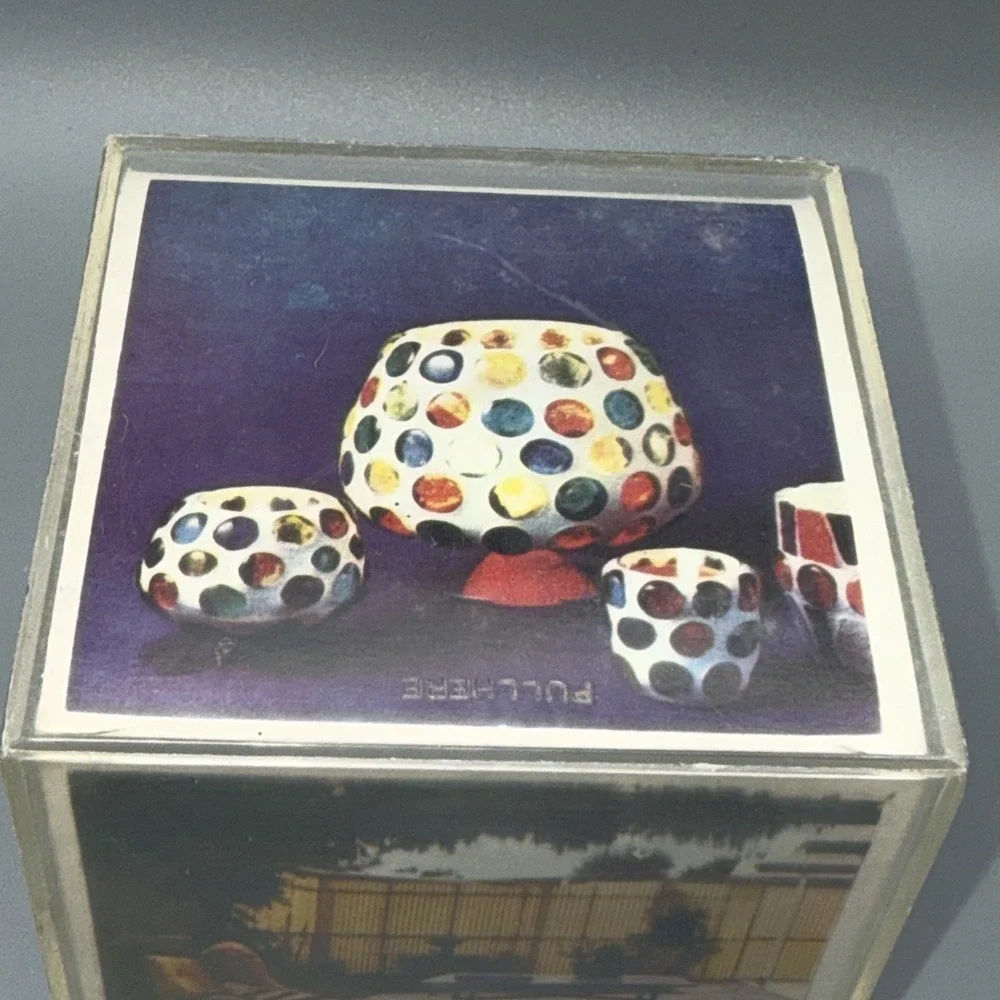 Vintage Acrylic Photo Cube Block Frame 1970's Holds 6 Pictures Original Inserts